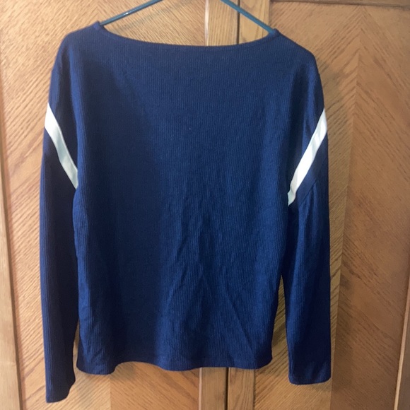 LACOSTE France Navy Blue Boat Neck Contrast Band Cotton Sweatshirt Size 38 (S) - Picture 5 of 7